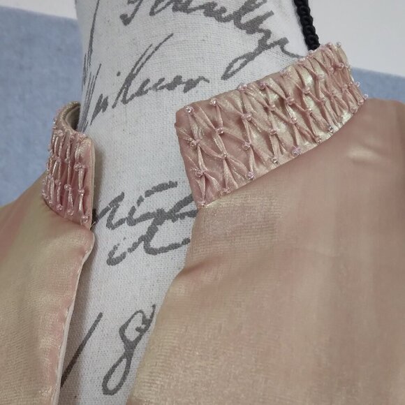 Vintage 80's J.R. Nites Jacket Gold Iridescent Ruched Rhinestone | Sz 12P - Picture 4 of 9